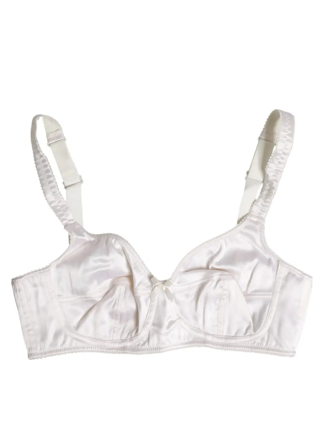 Dolce &amp; Gabbana White Silk Balconette Non Wire Bra Underwear
