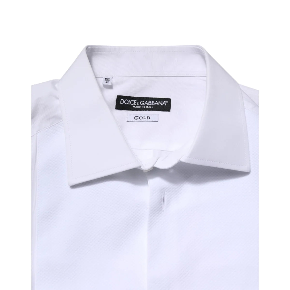 Dolce & Gabbana White Silk Bib Formal Shirt for Men