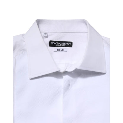 Dolce & Gabbana White Silk Bib Formal Shirt for Men