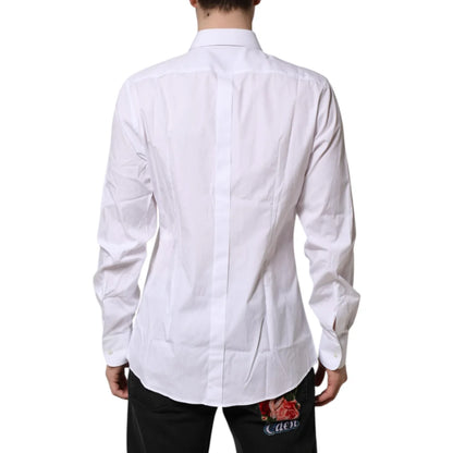 Dolce & Gabbana White Silk Bib Formal Shirt for Men