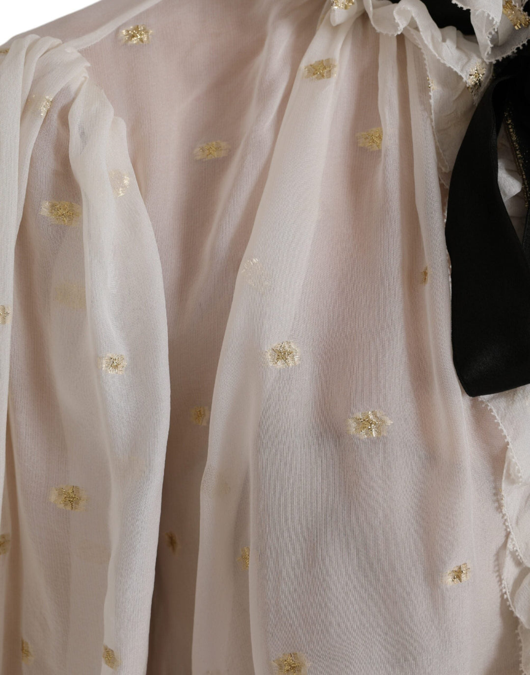 Dolce &amp; Gabbana Blouses - Women’s off White Silk Blend Ascot Collar Blouse Top