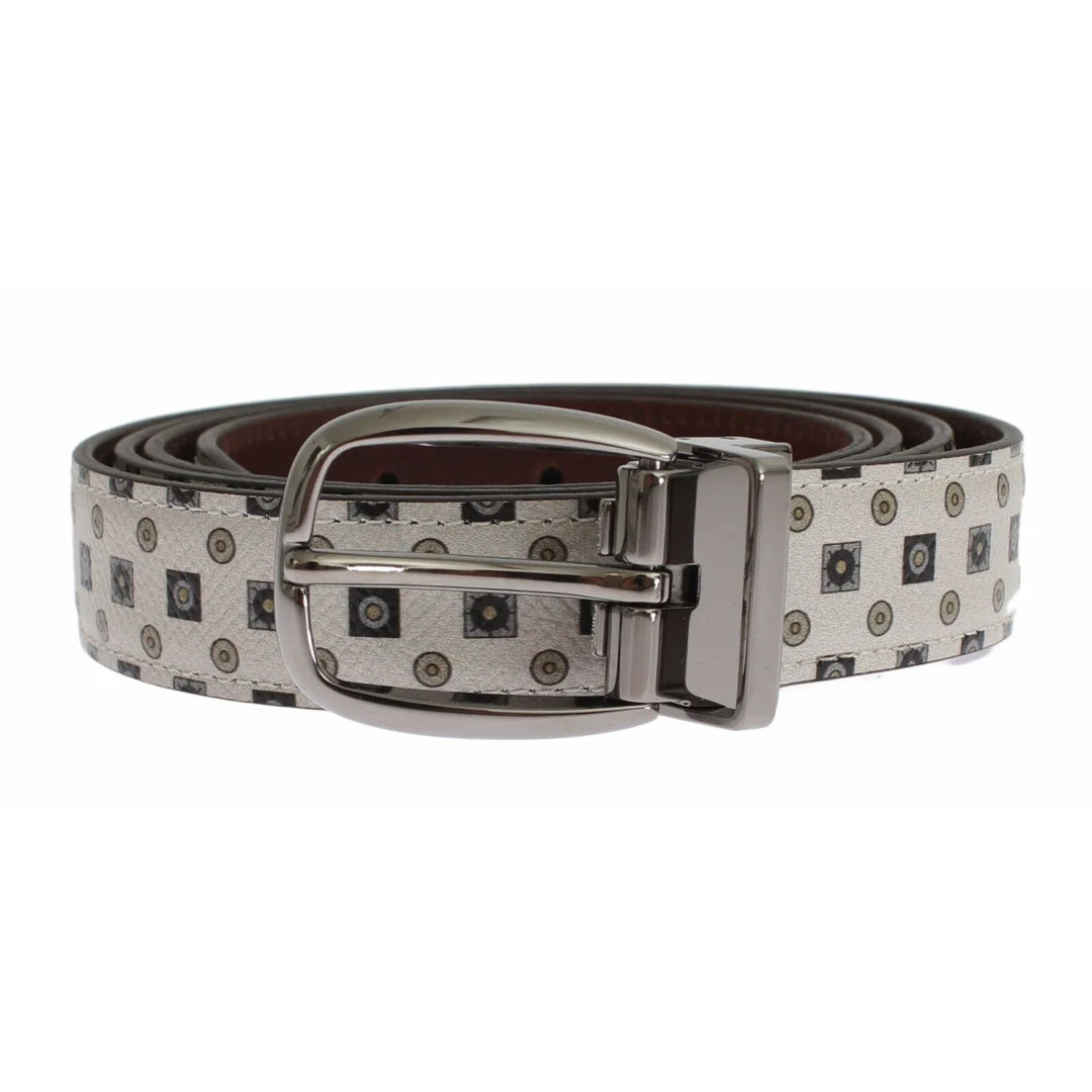 Dolce & Gabbana White Silk Bowtie Leather Men Belt Gift Box