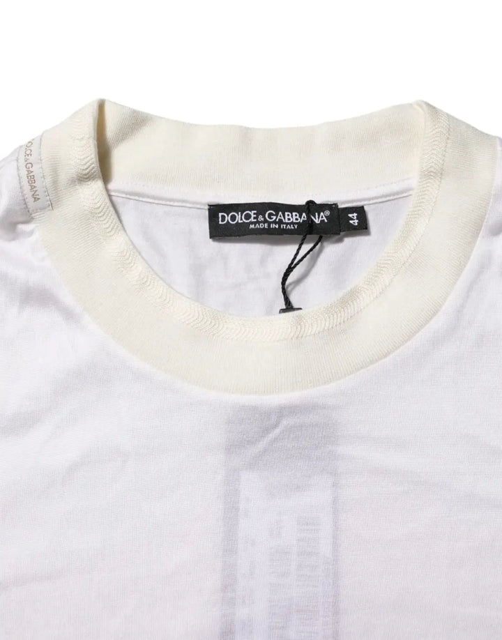 Dolce &amp; Gabbana White Silk Crew Neck Long Sleeves T-shirt