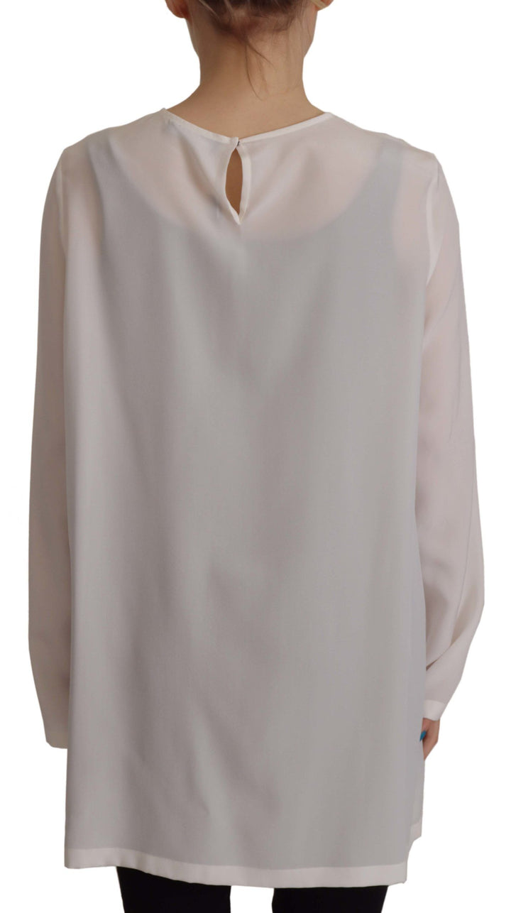 Dolce &amp; Gabbana - White Silk DG Logo Embroidered Long Sleeves Blouse