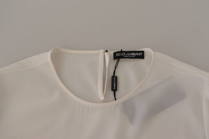 Dolce &amp; Gabbana - White Silk DG Logo Embroidered Long Sleeves Blouse