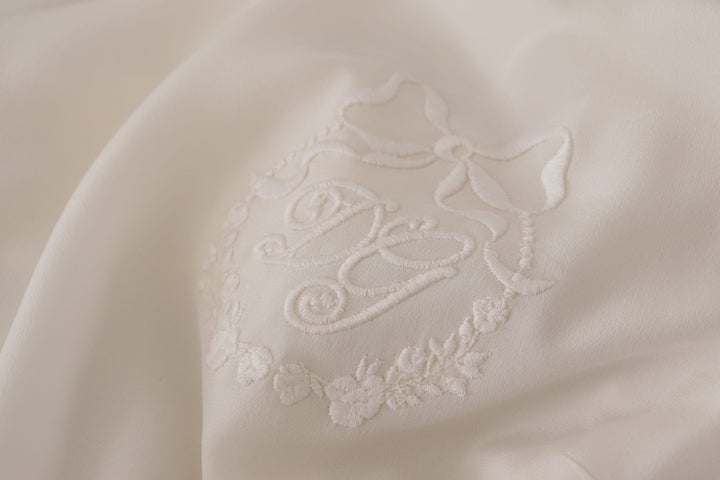 Dolce &amp; Gabbana - White Silk DG Logo Embroidered Long Sleeves Blouse