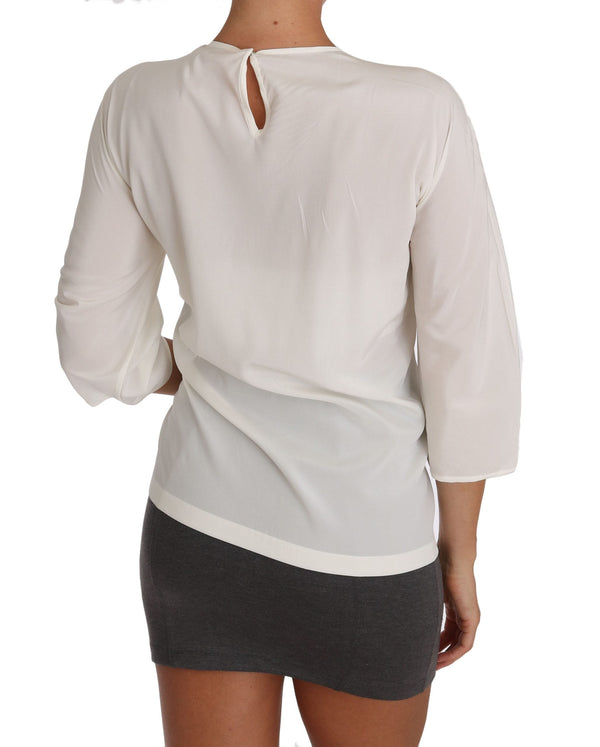 Dolce & Gabbana T-Shirts - White Silk #dgfamily Blouse T-shirt