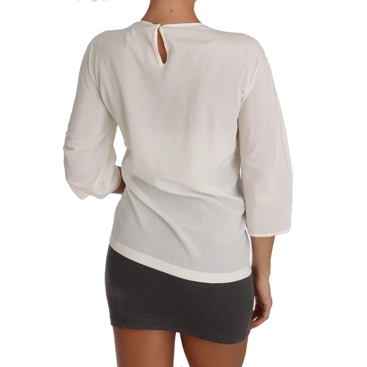 Dolce & Gabbana White Silk #dgfamily Blouse T-shirt