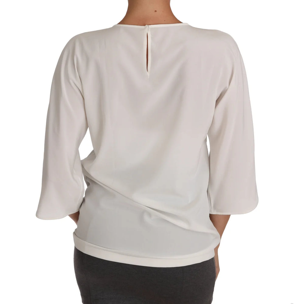Dolce & Gabbana White Silk #dgfamily Crystal T-shirt