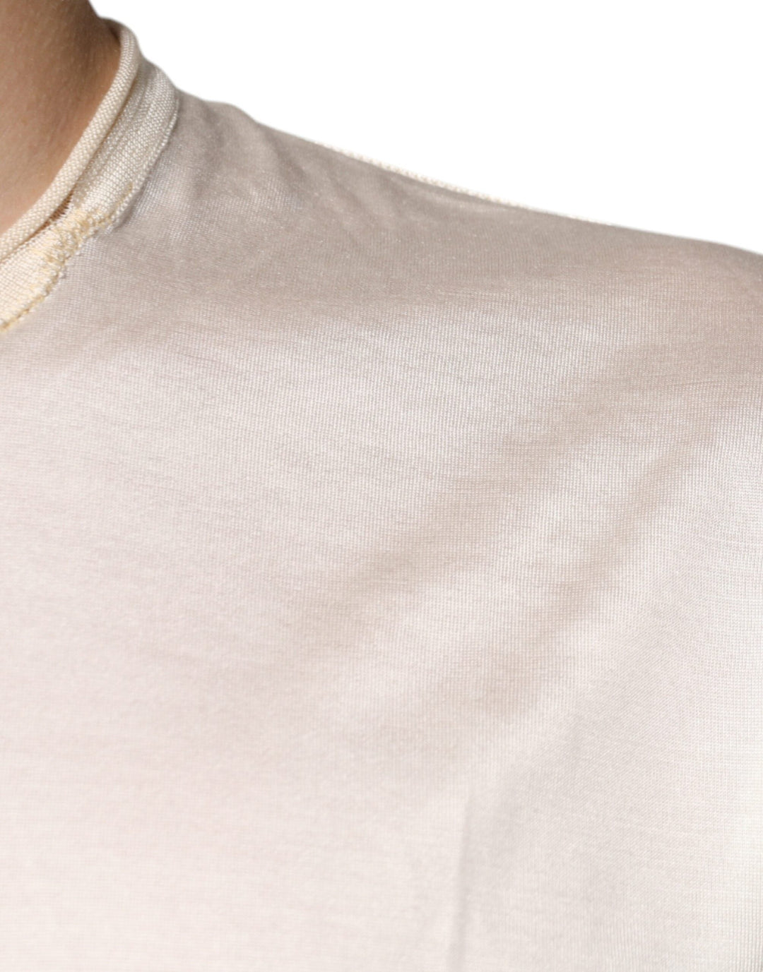 Dolce &amp; Gabbana off White Silk Henley Short Sleeves T-shirt