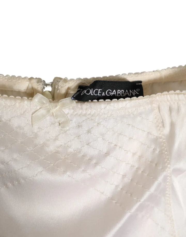 Dolce &amp; Gabbana Off White Silk High Waist Girdle Panty Underwear
