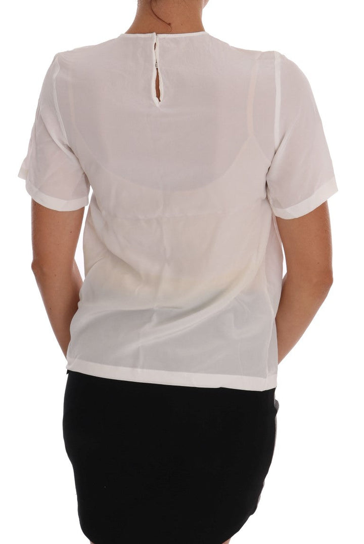Dolce &amp; Gabbana - White Silk ITALIA IS LOVE Blouse T-shirt