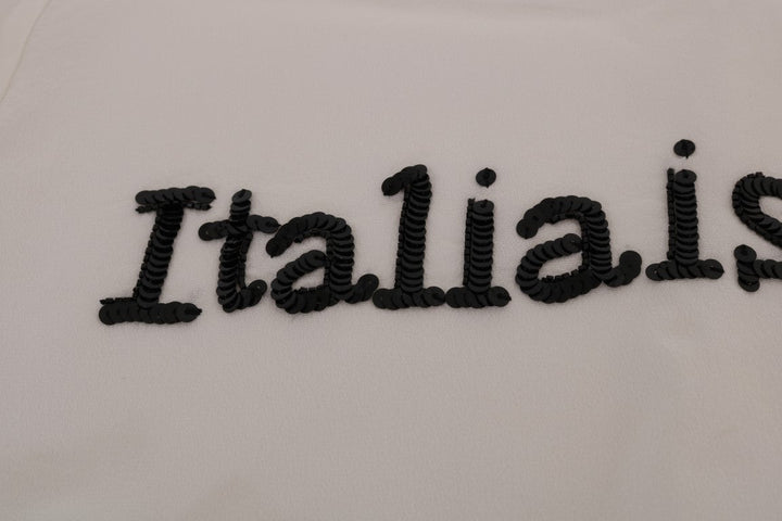 Dolce &amp; Gabbana - White Silk ITALIA IS LOVE Blouse T-shirt
