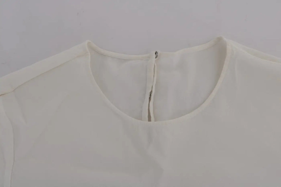 Dolce &amp; Gabbana White Silk ITALIA IS LOVE Blouse T-shirt