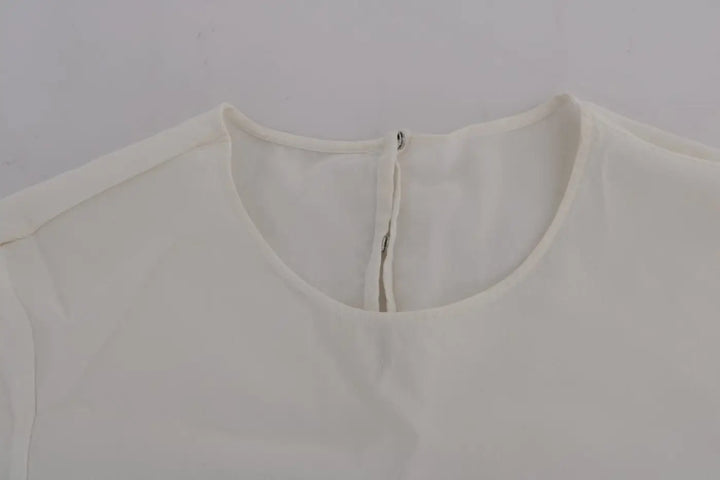 Dolce &amp; Gabbana White Silk ITALIA IS LOVE Blouse T-shirt