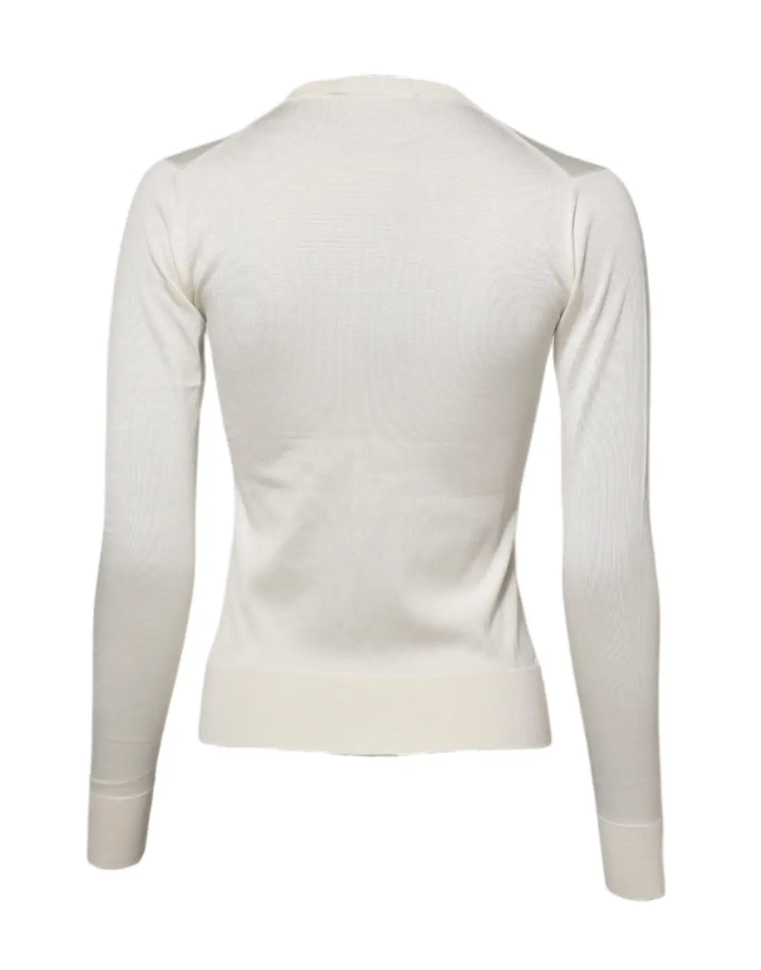 Dolce &amp; Gabbana White Silk Lily Buttoned Cardigan Sweater