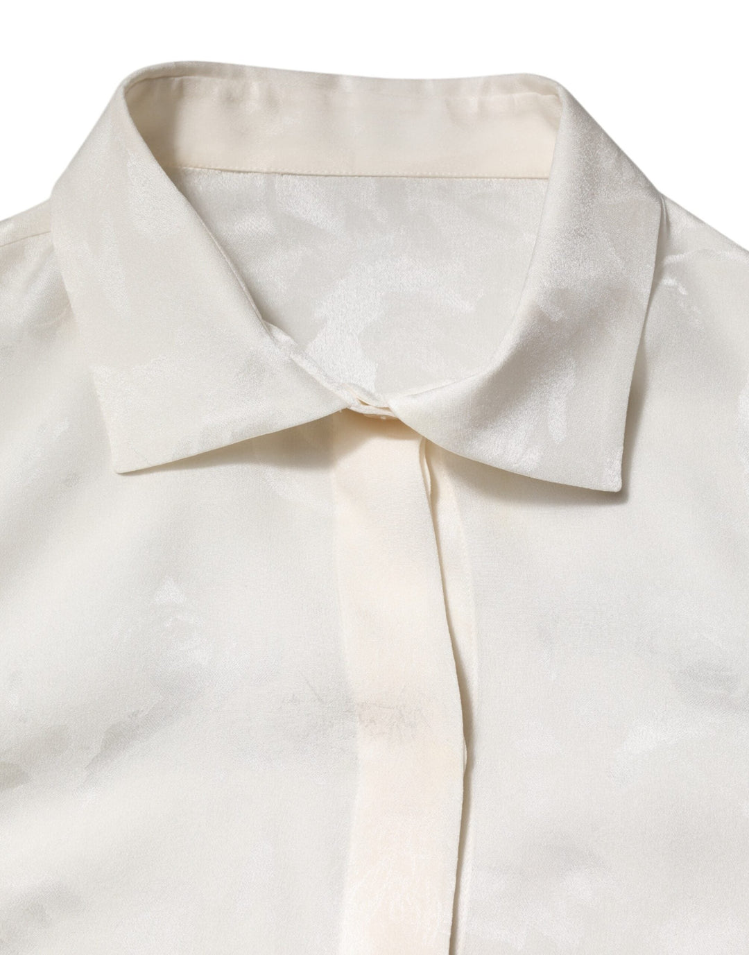 Dolce &amp; Gabbana Blouses - Women’s White Silk Long Sleeves Collared Shirt Top
