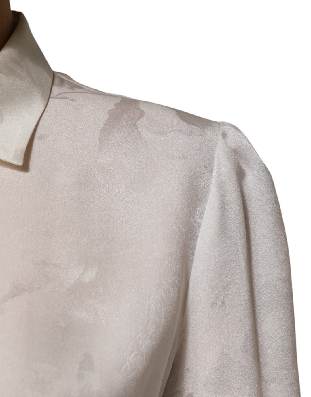 Dolce &amp; Gabbana Blouses - Women’s White Silk Long Sleeves Collared Shirt Top