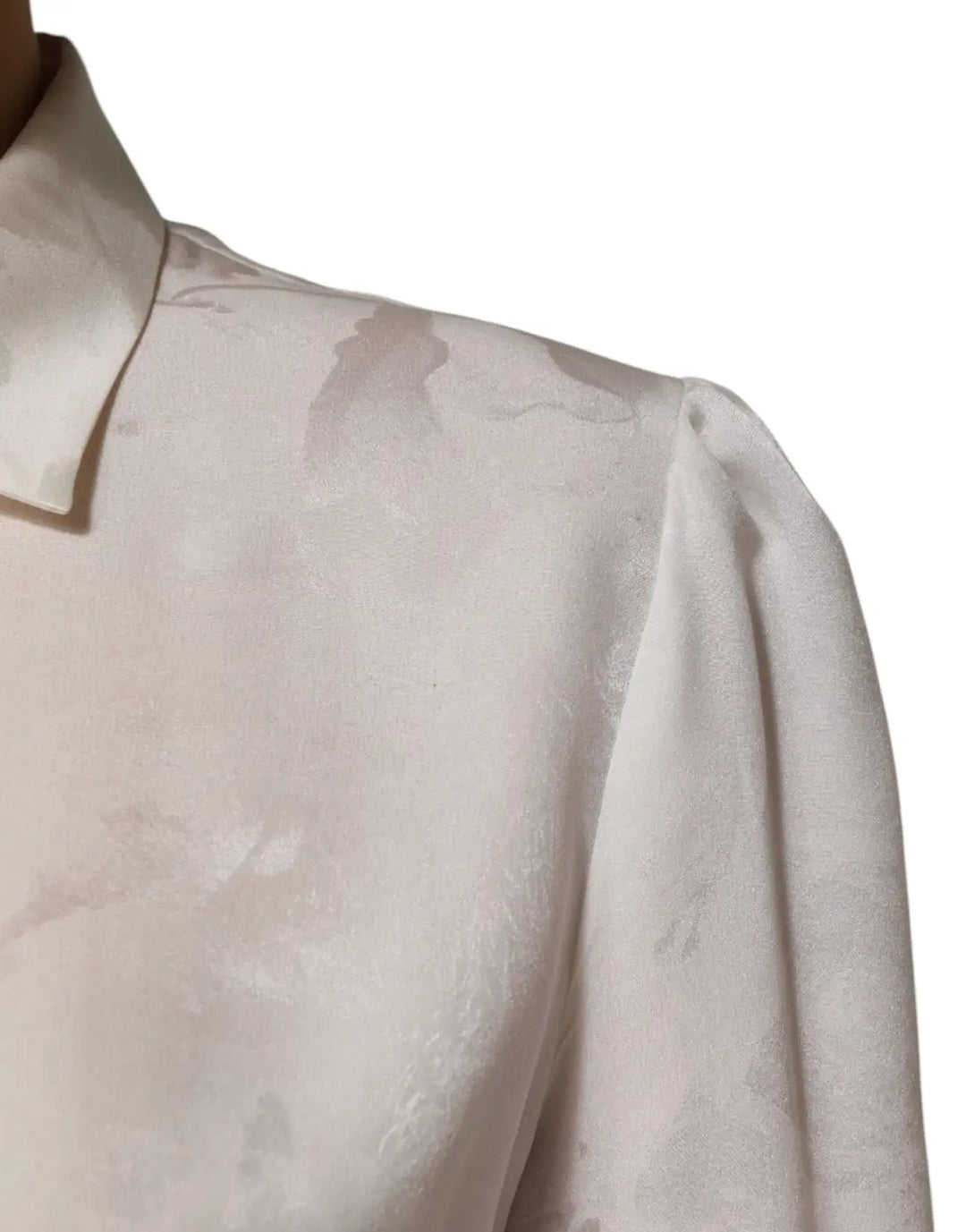 Dolce &amp; Gabbana White Silk Long Sleeves Collared Shirt Top