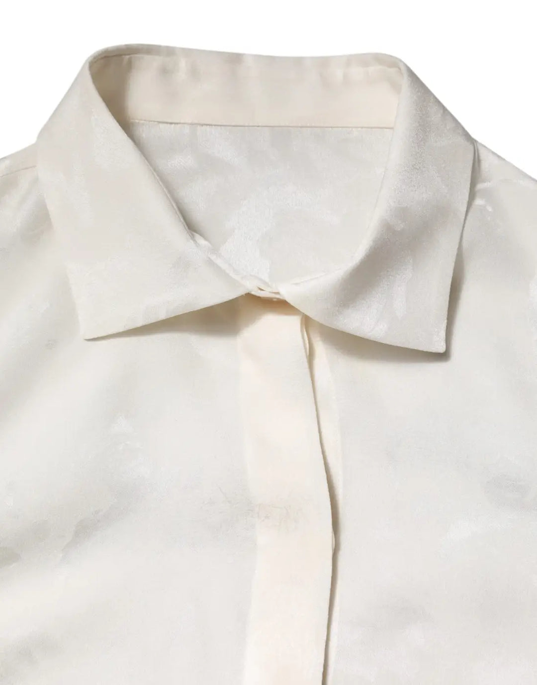 Dolce &amp; Gabbana White Silk Long Sleeves Collared Shirt Top