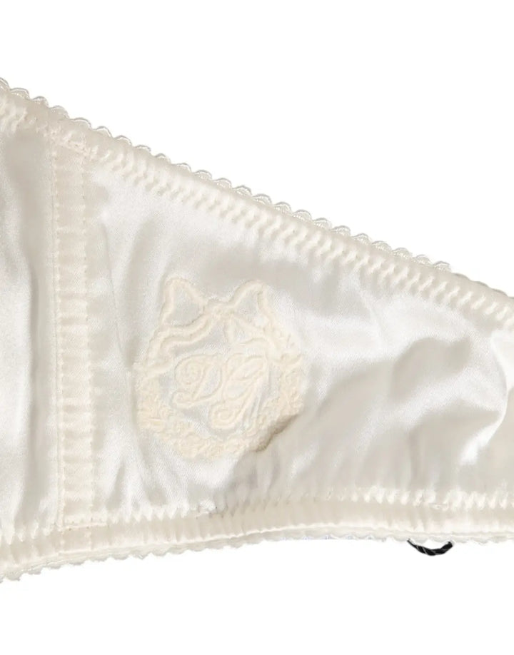 Dolce &amp; Gabbana White Silk Satin Balconnet Lingerie Bra Underwear