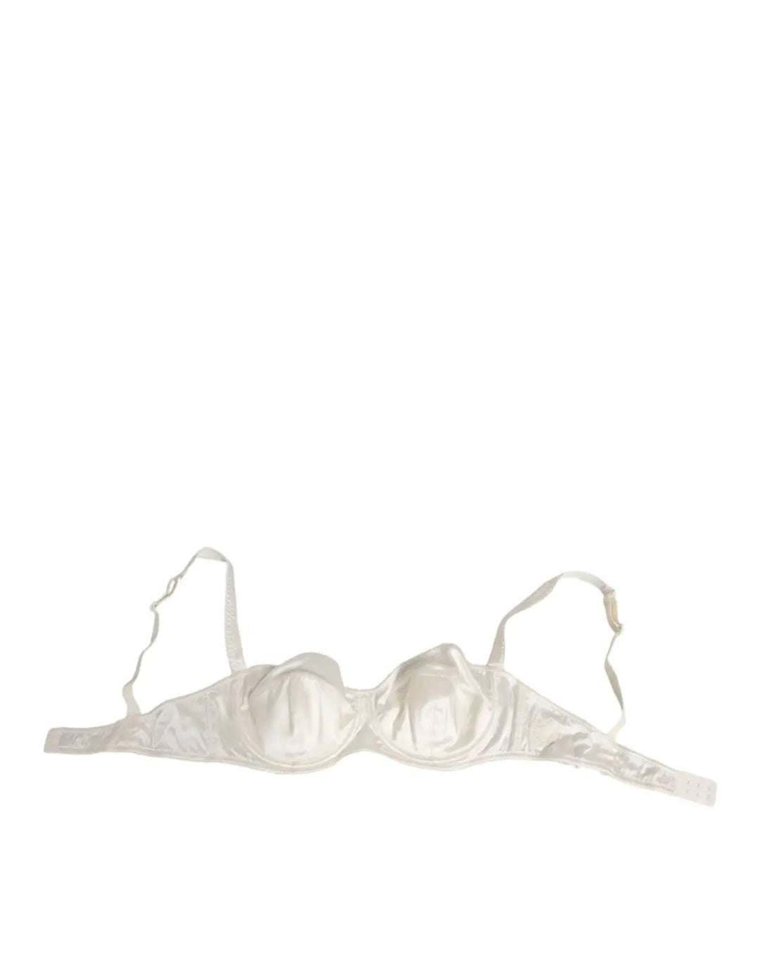 Dolce &amp; Gabbana White Silk Satin Balconnet Lingerie Bra Underwear