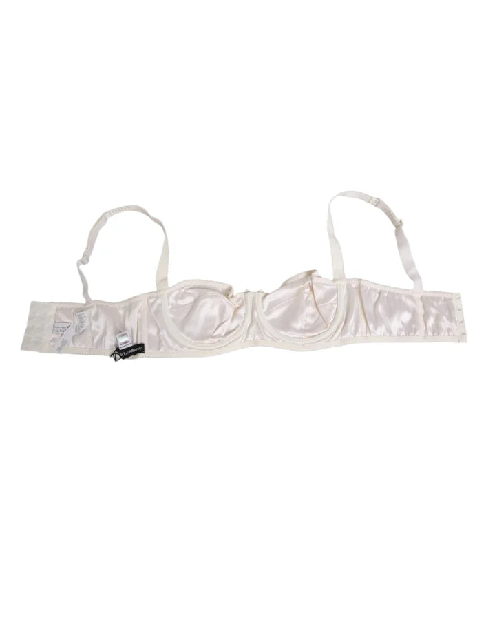 Dolce & Gabbana White Silk Satin Balconnet Lingerie Bra Underwear