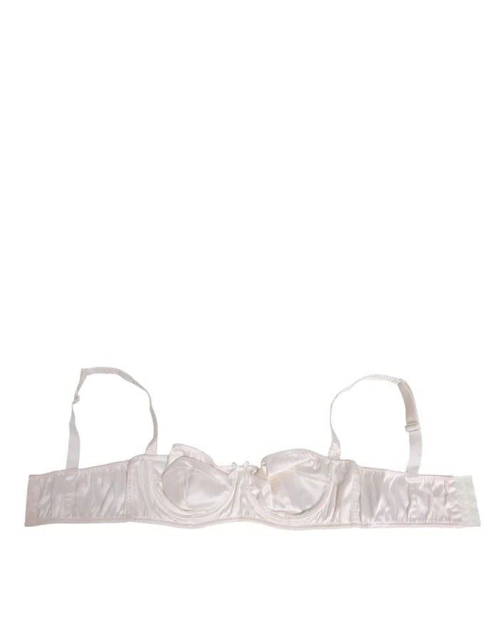 Dolce & Gabbana White Silk Satin Balconnet Lingerie Bra Underwear