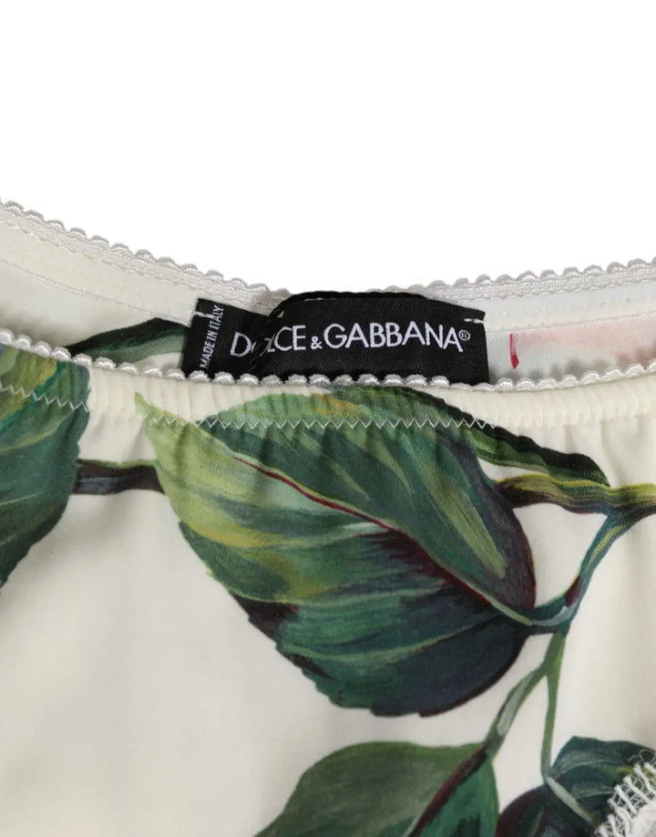 Dolce &amp; Gabbana White Silk Satin Floral Lace Trim Slip Underwear