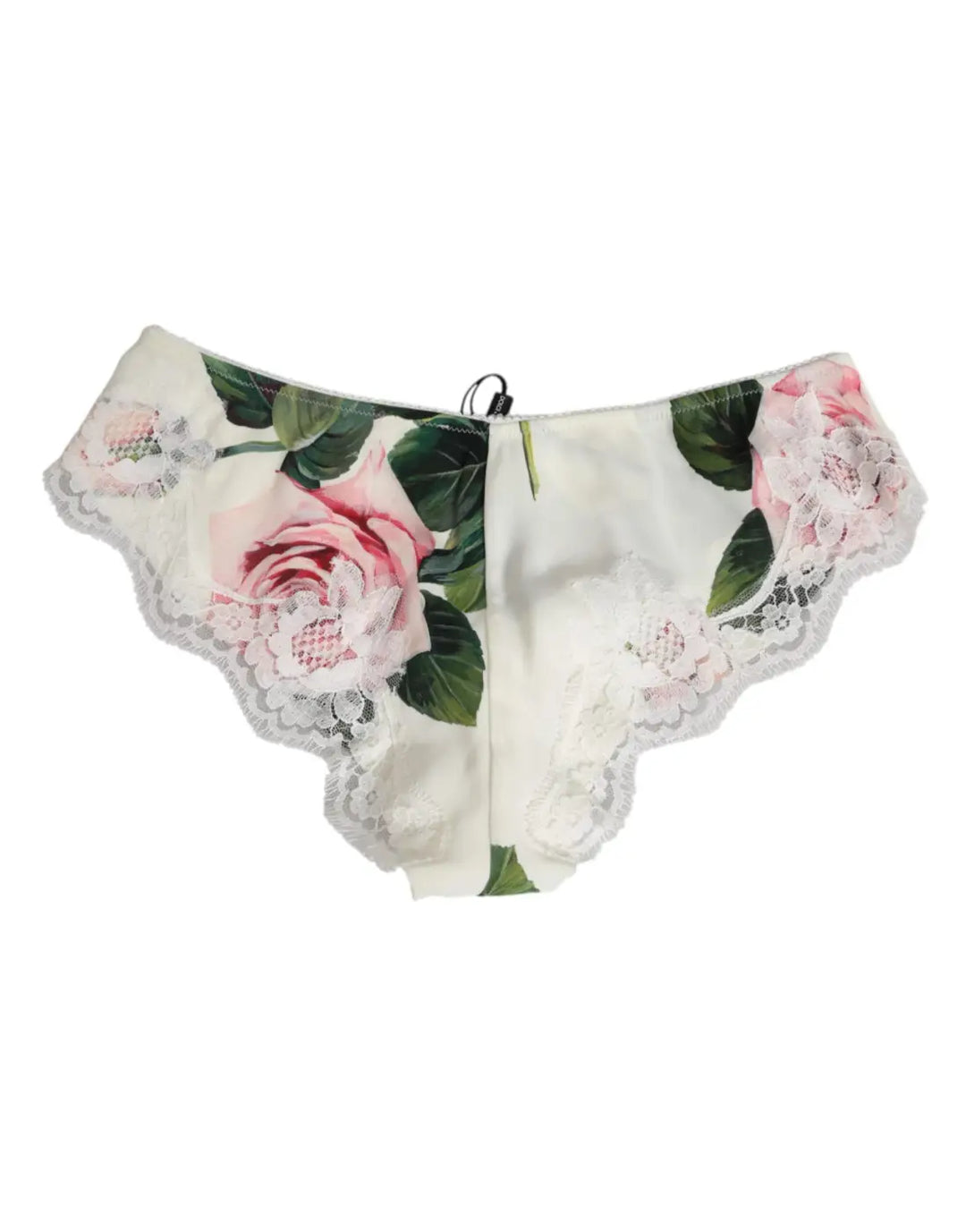 Dolce &amp; Gabbana White Silk Satin Floral Lace Trim Slip Underwear
