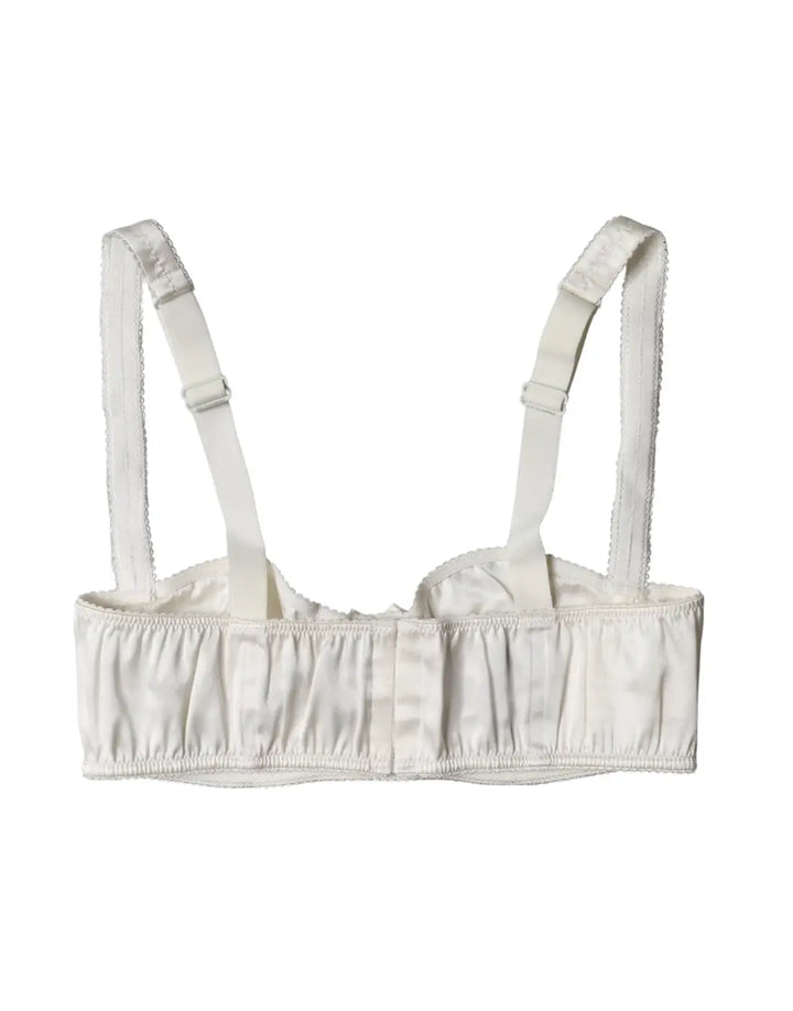 Dolce &amp; Gabbana White Silk Satin Underwire Bra Semi Pad Underwear
