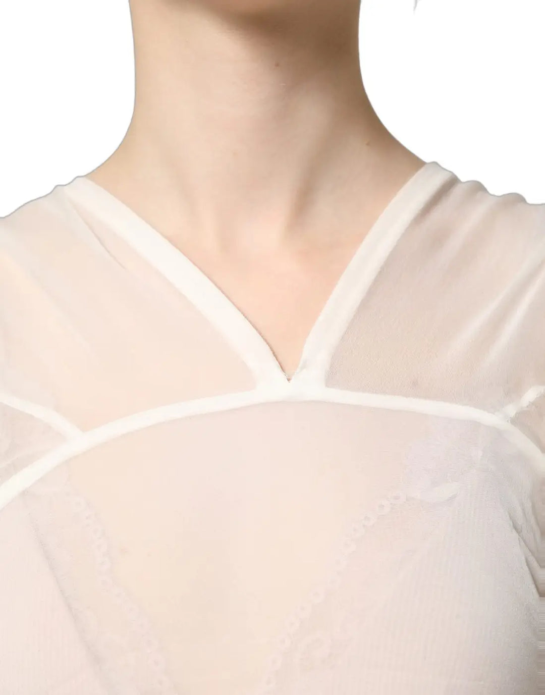 Dolce &amp; Gabbana White Silk Sheer Draped Long Gown Dress