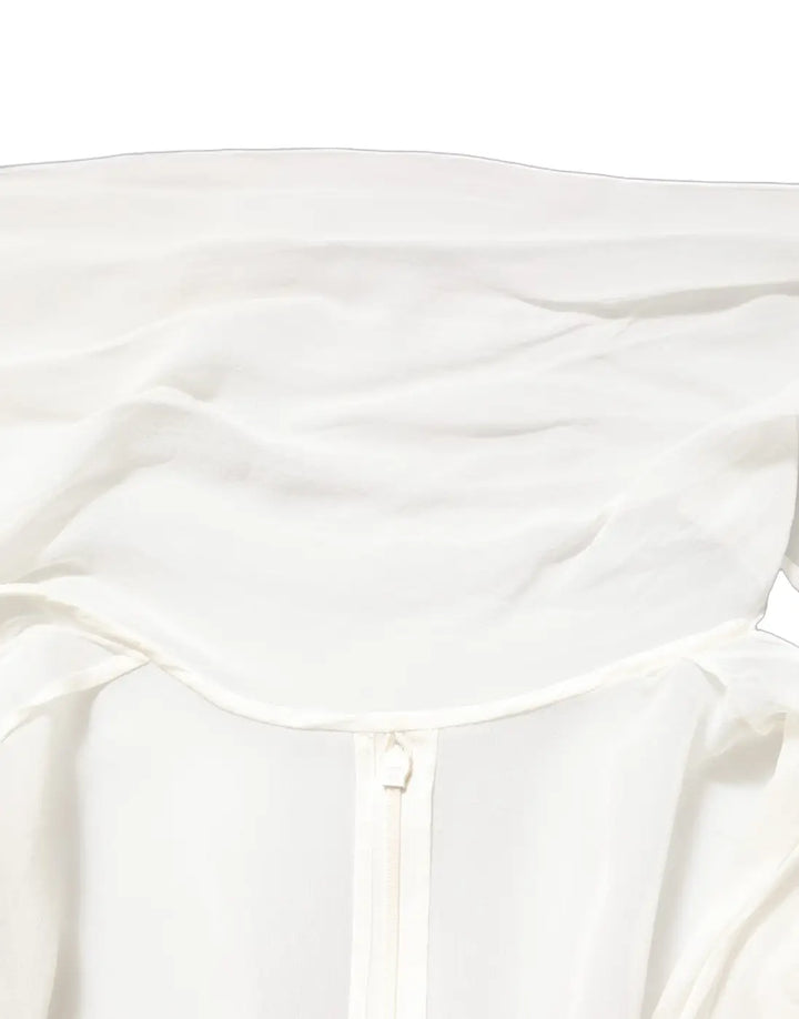 Dolce &amp; Gabbana White Silk Sheer Draped Long Gown Dress