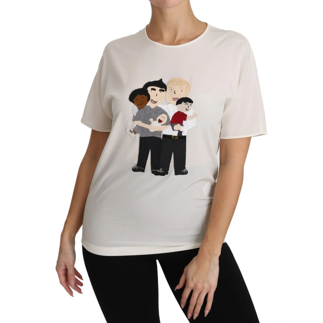 Dolce & Gabbana White Silk Stretch #dgfamily T-shirt