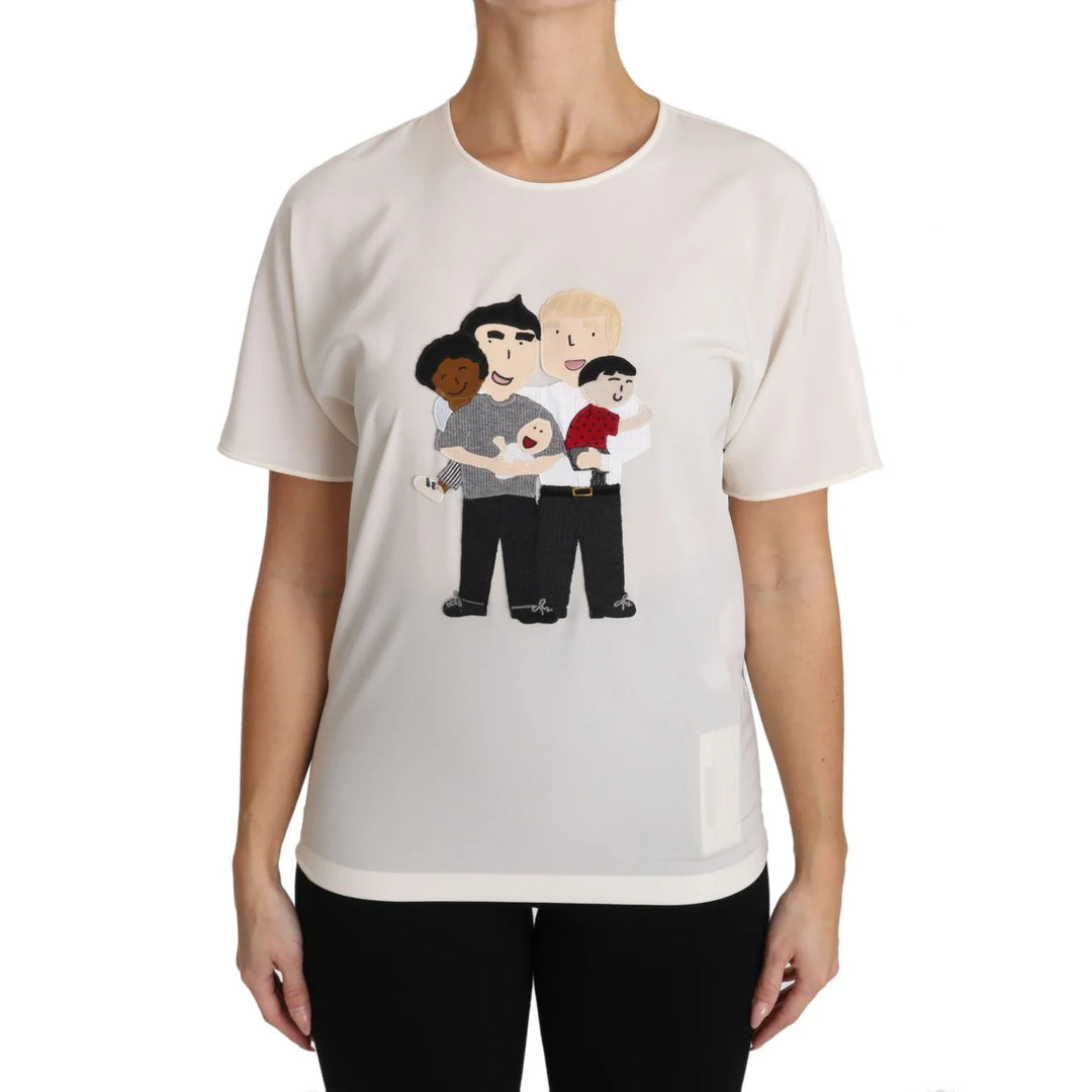 Dolce & Gabbana White Silk Stretch #dgfamily T-shirt