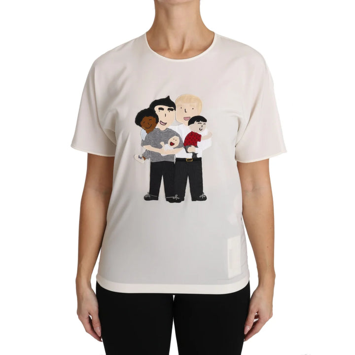 Dolce & Gabbana White Silk Stretch #dgfamily T-shirt