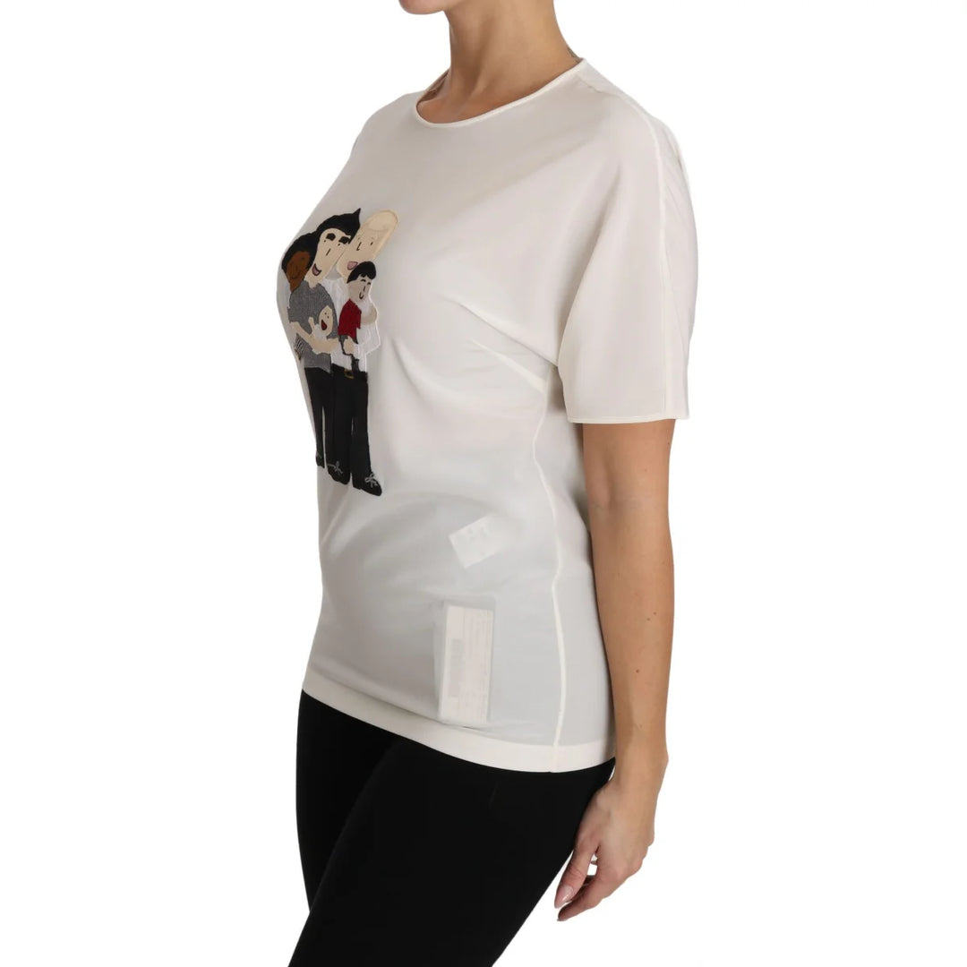 Dolce & Gabbana White Silk Stretch #dgfamily T-shirt