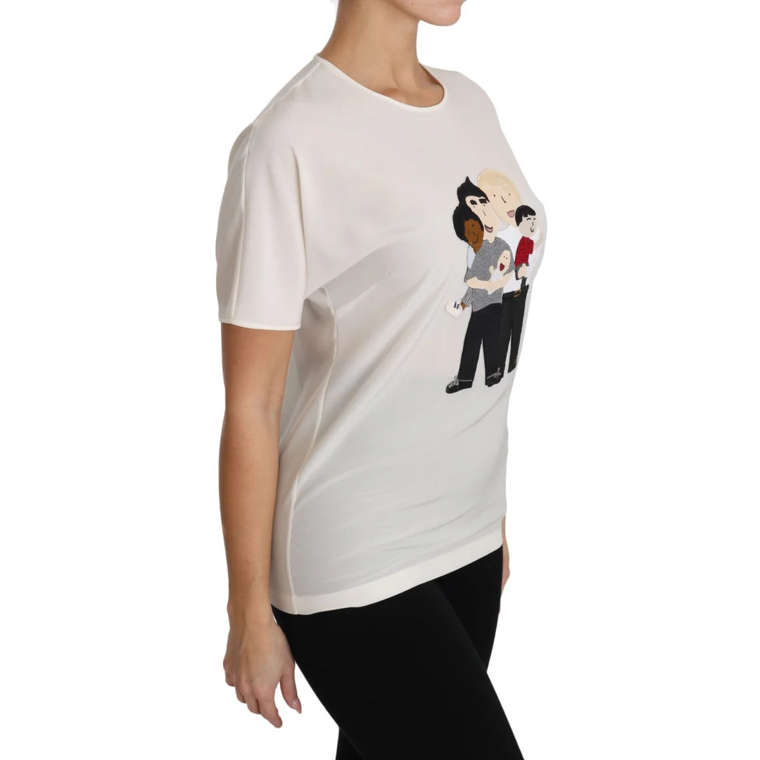 Dolce & Gabbana White Silk Stretch #dgfamily T-shirt