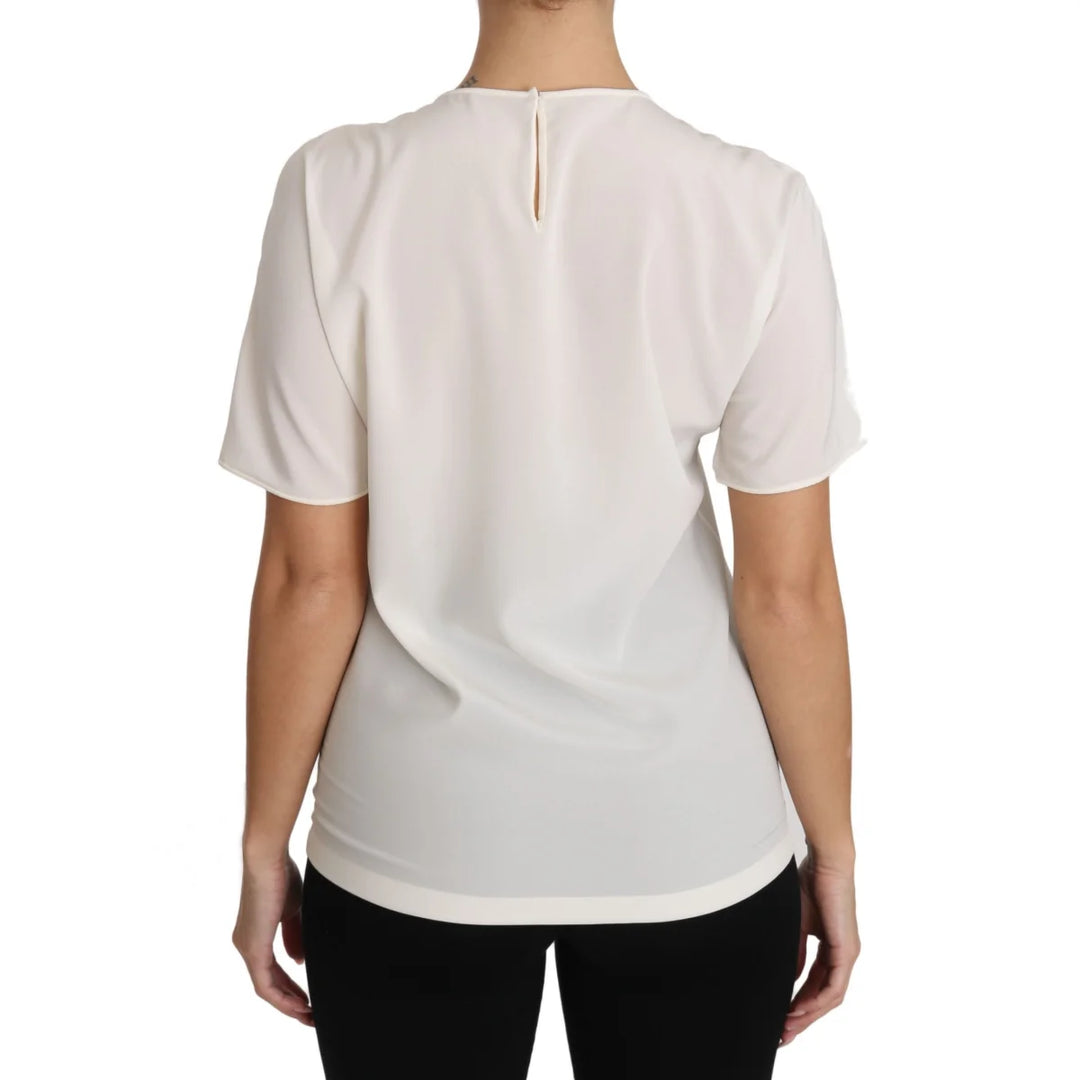 Dolce & Gabbana White Silk Stretch #dgfamily T-shirt