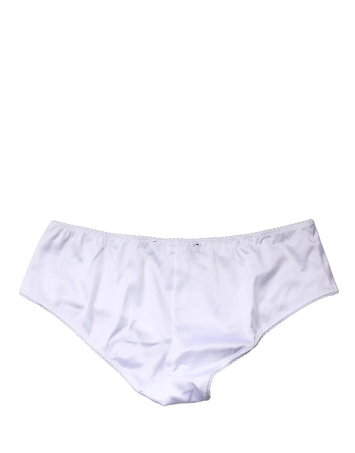 Dolce &amp; Gabbana White Silk Stretch Mid Waist Brief Panty Underwear