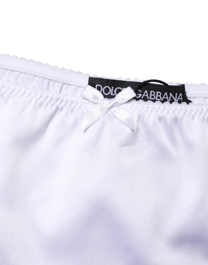Dolce &amp; Gabbana White Silk Stretch Mid Waist Brief Panty Underwear