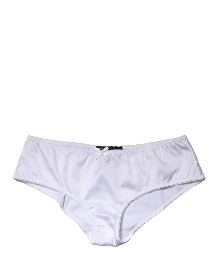 Dolce &amp; Gabbana White Silk Stretch Mid Waist Brief Panty Underwear