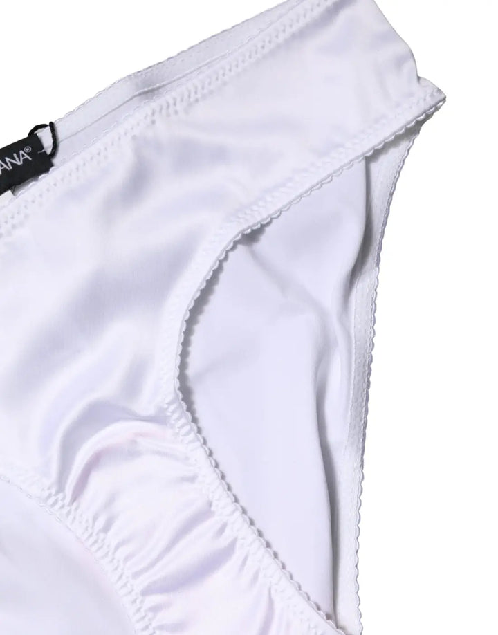 Dolce &amp; Gabbana White Silk Stretch Mid Waist Brief Panty Underwear