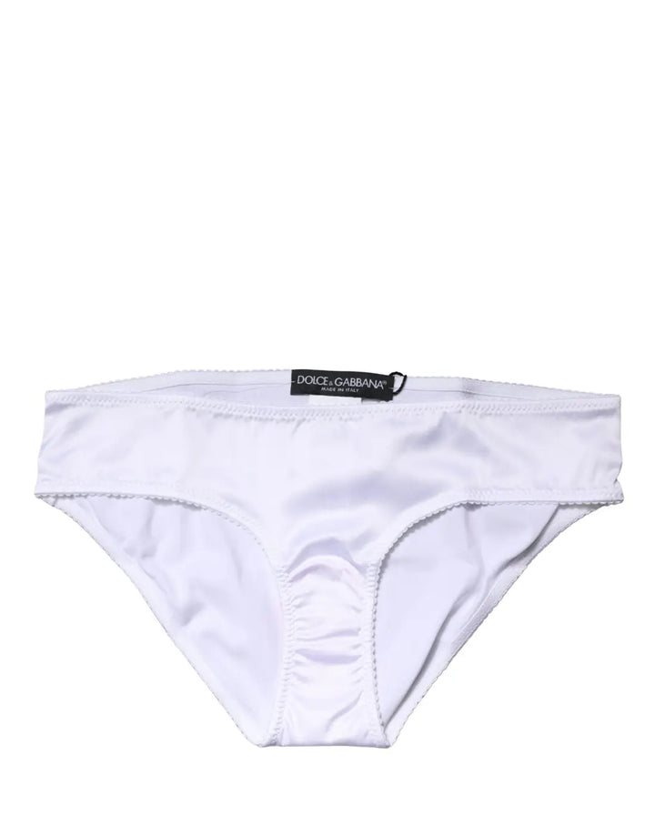 Dolce &amp; Gabbana White Silk Stretch Mid Waist Brief Panty Underwear