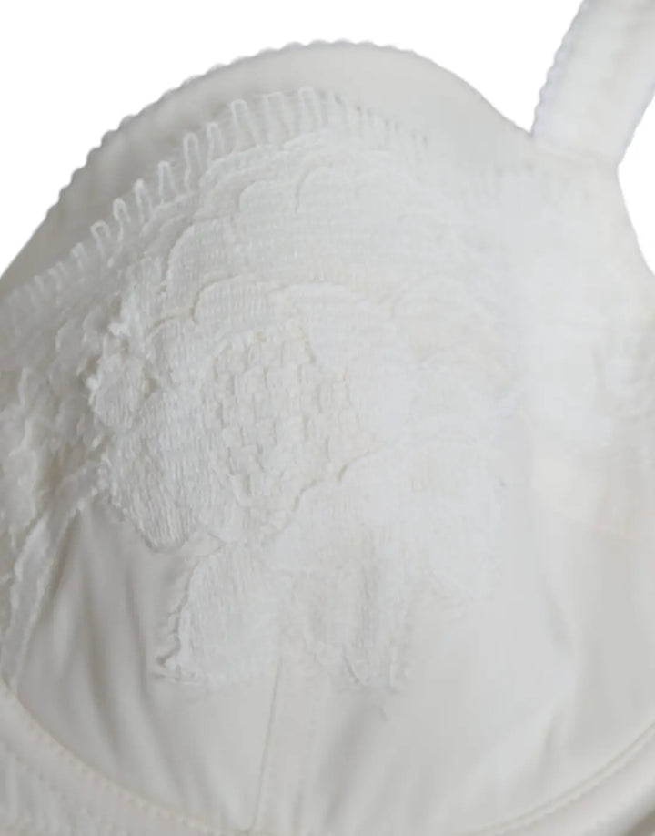 Dolce &amp; Gabbana White Silk Stretch Panty Balconette Bra Underwear