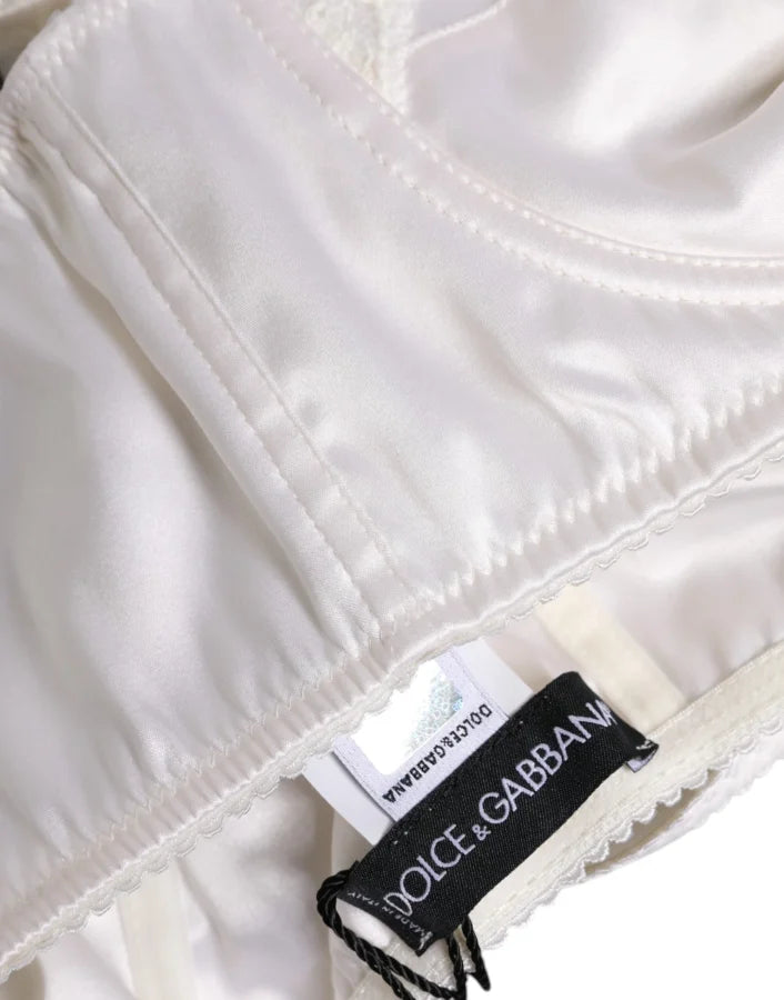 Dolce & Gabbana White Silk Underwired Balconette Bra Underwear