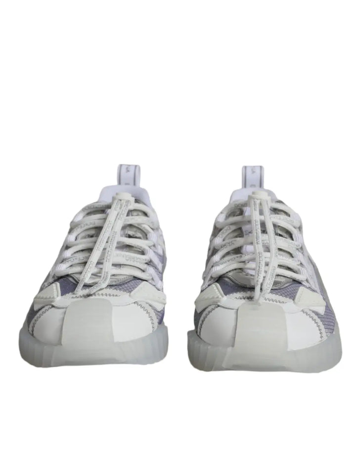 Dolce &amp; Gabbana White Silver Low Top NS1 Sneakers Shoes