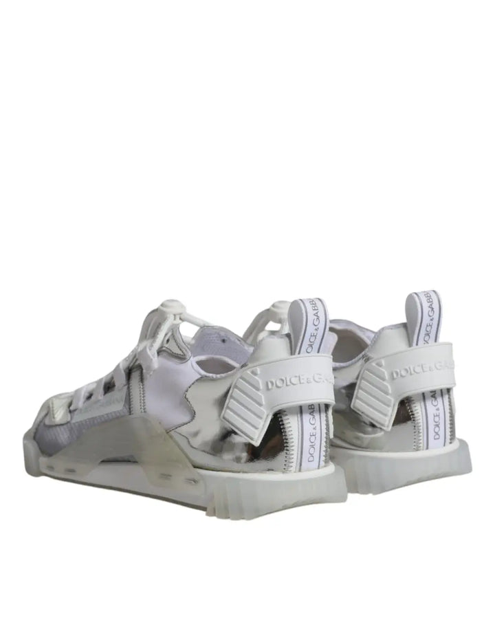 Dolce &amp; Gabbana White Silver Low Top NS1 Sneakers Shoes