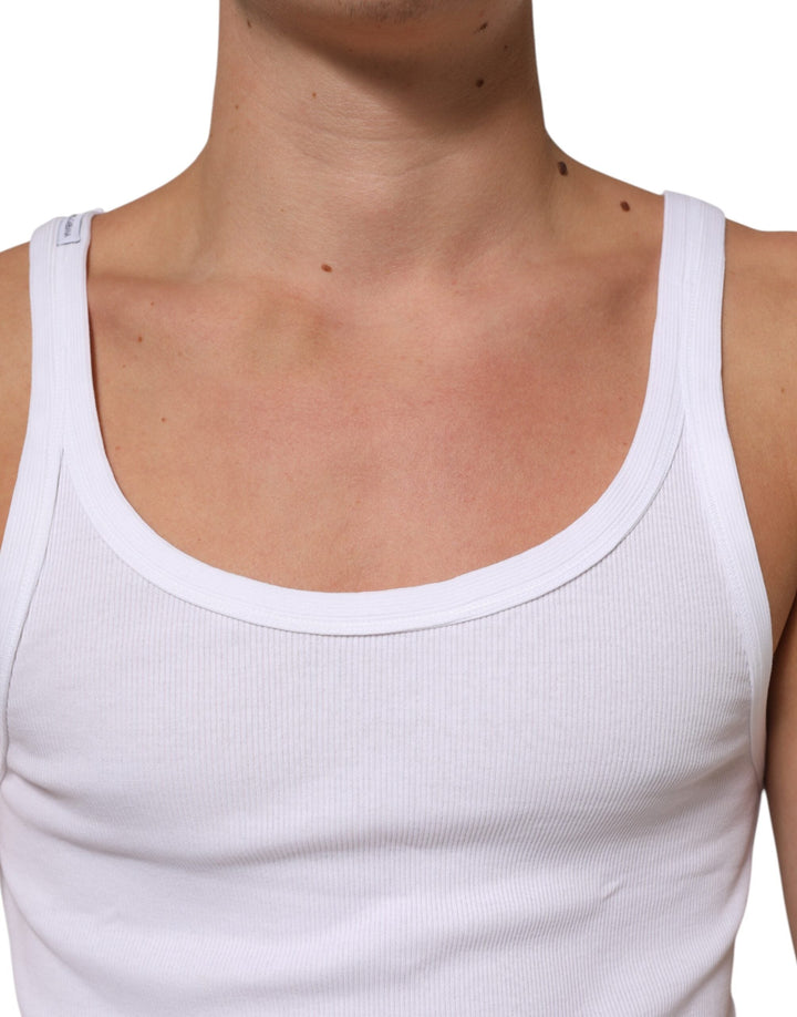 Dolce &amp; Gabbana White Sleeveless Round Neck Tank Top T-shirt