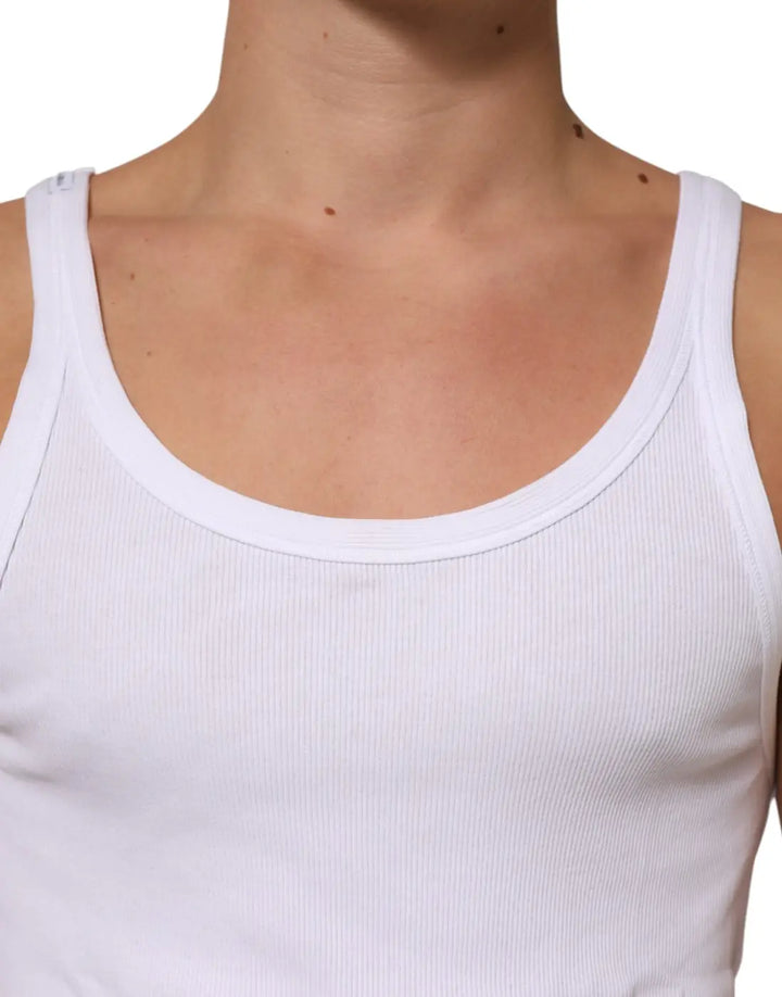 Dolce &amp; Gabbana White Sleeveless Round Neck Tank Top T-shirt